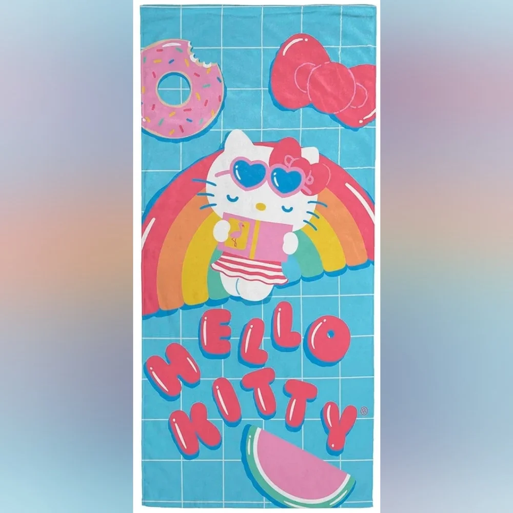 Hello Kitty Rainbow and Donuts Beach Towel